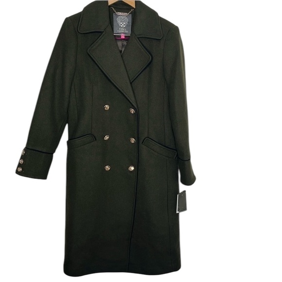 New Vince Camuto Green Wool Double Breasted Long Coat Women Size M - Picture 1 of 8